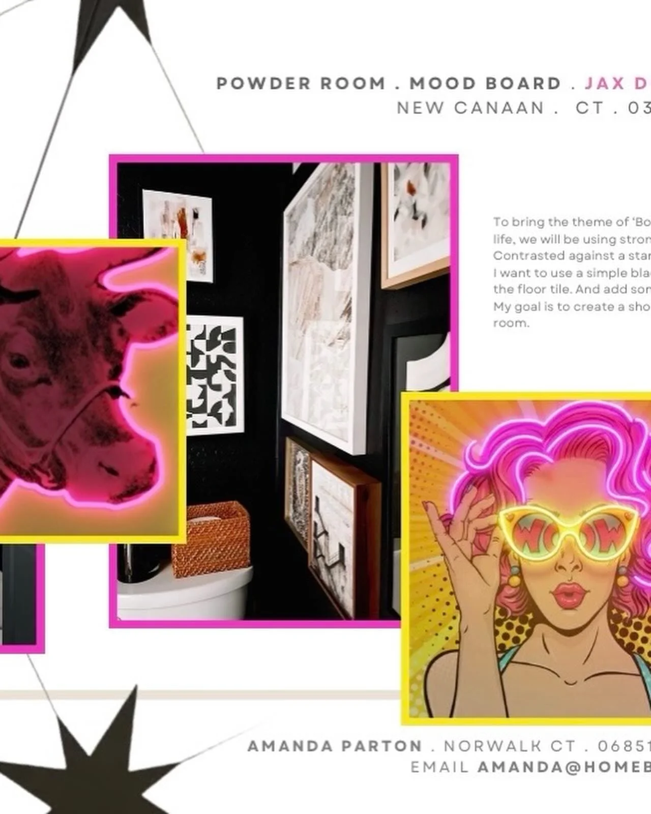 A taste of what to expect from Homebird Interiors. Mood board, color selections, furniture and accessory suggestions. Everything you need to complete the job on your own, or of course I can help you through the entire process, call me if you&rsquo;d 