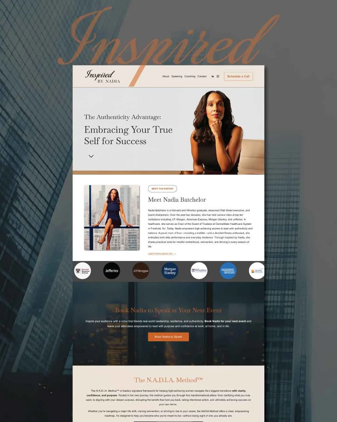 This project was about helping someone start strong.
Nadia came to me ready to launch her coaching and training business and she needed a website that would do more than just “look nice.”
She wanted to:
 - Start building national visib