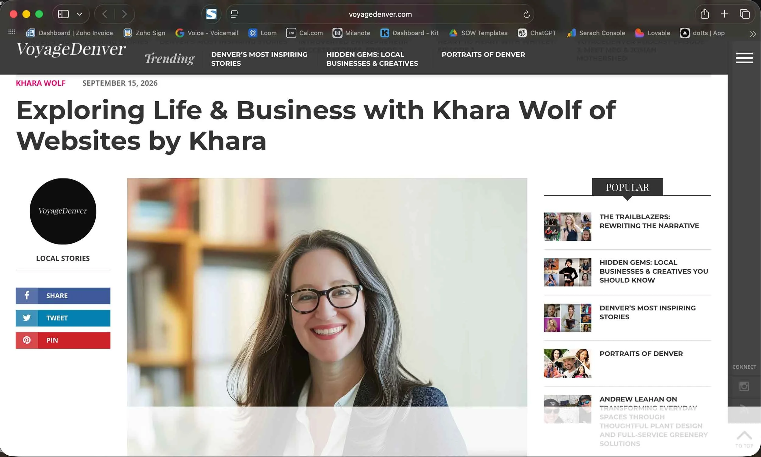 screen shot of the article exploring life and business on the voyage denver website