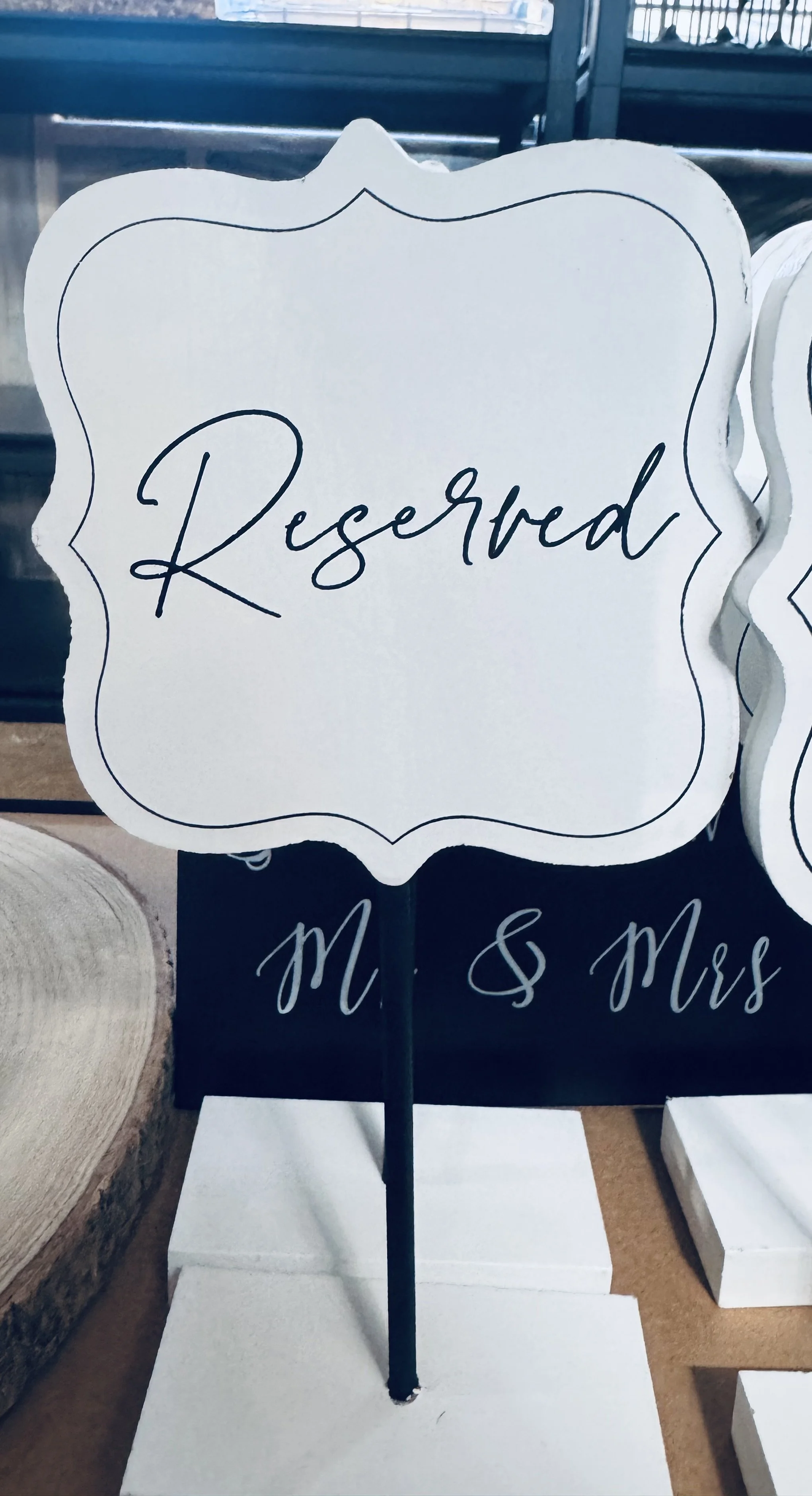 Black and White Reserved Table Sign