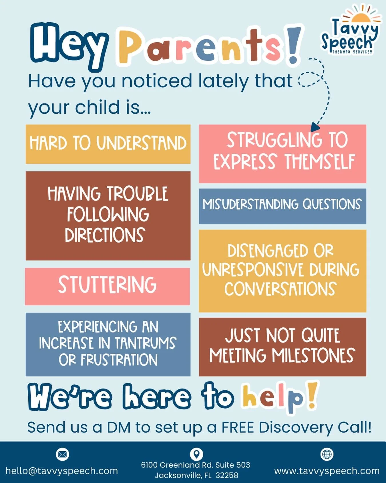 Hey parents 🤍 Have you noticed lately that your child is&hellip;

Hard to understand, even for familiar listeners? Getting frustrated when trying to tell you something? Using shorter sentences than peers? Struggling to find the right words? Avoiding