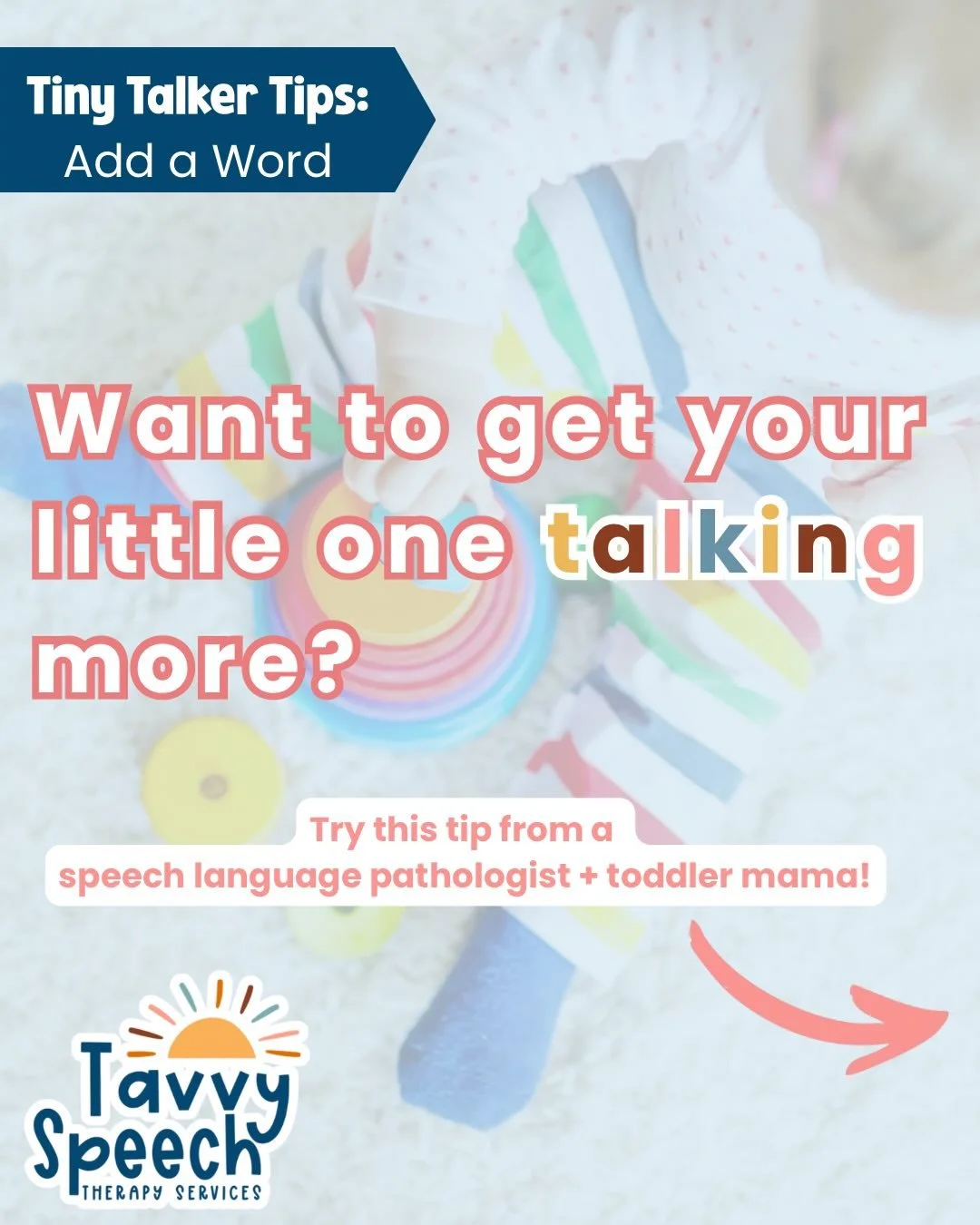 Want an easy way to build your child&rsquo;s language and start using word combinations?

Try this tip:

When your child says a word, you say it back and add just one more. That&rsquo;s it!

&ldquo;ball&rdquo; &rarr; &ldquo;big ball&rdquo;
&ldquo;go&