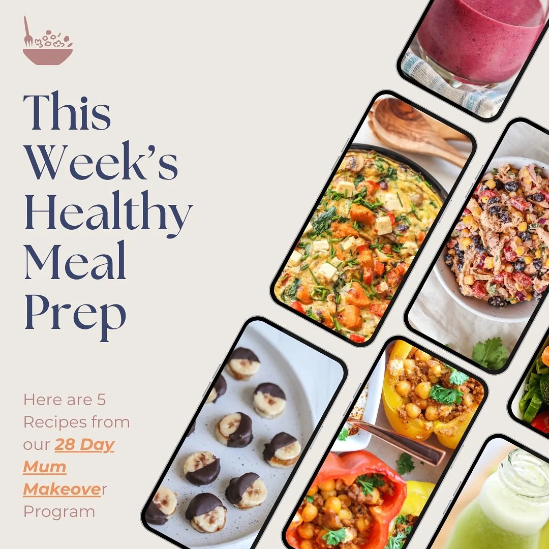 This Week&rsquo;s Healthy Meal Prep for Busy Mums😘😘

🛟Save this one to help reduce your stress planning your meals + save you time this week! 

✨Spanish Sweet Potato + Feta omelette
✨Quick Southwest Chicken Salad
✨Moroccan Lamb + Chickpea stuffed 