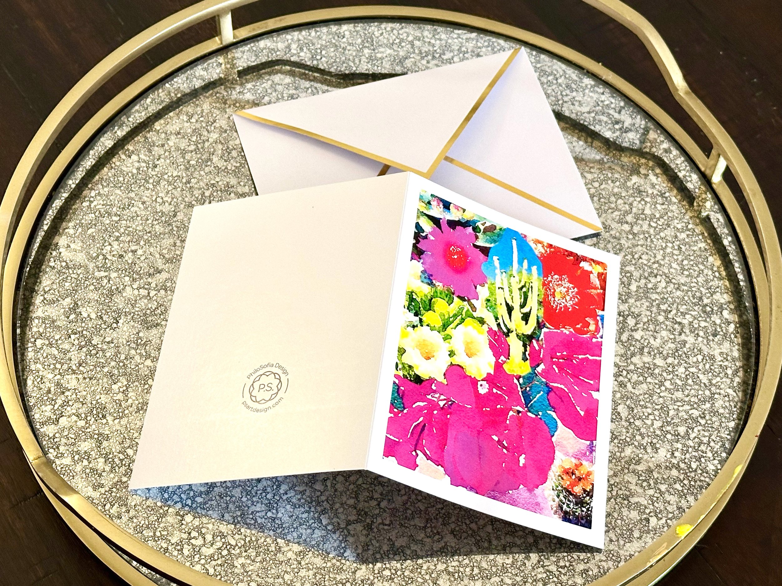 Cactus Blooms Collage Card