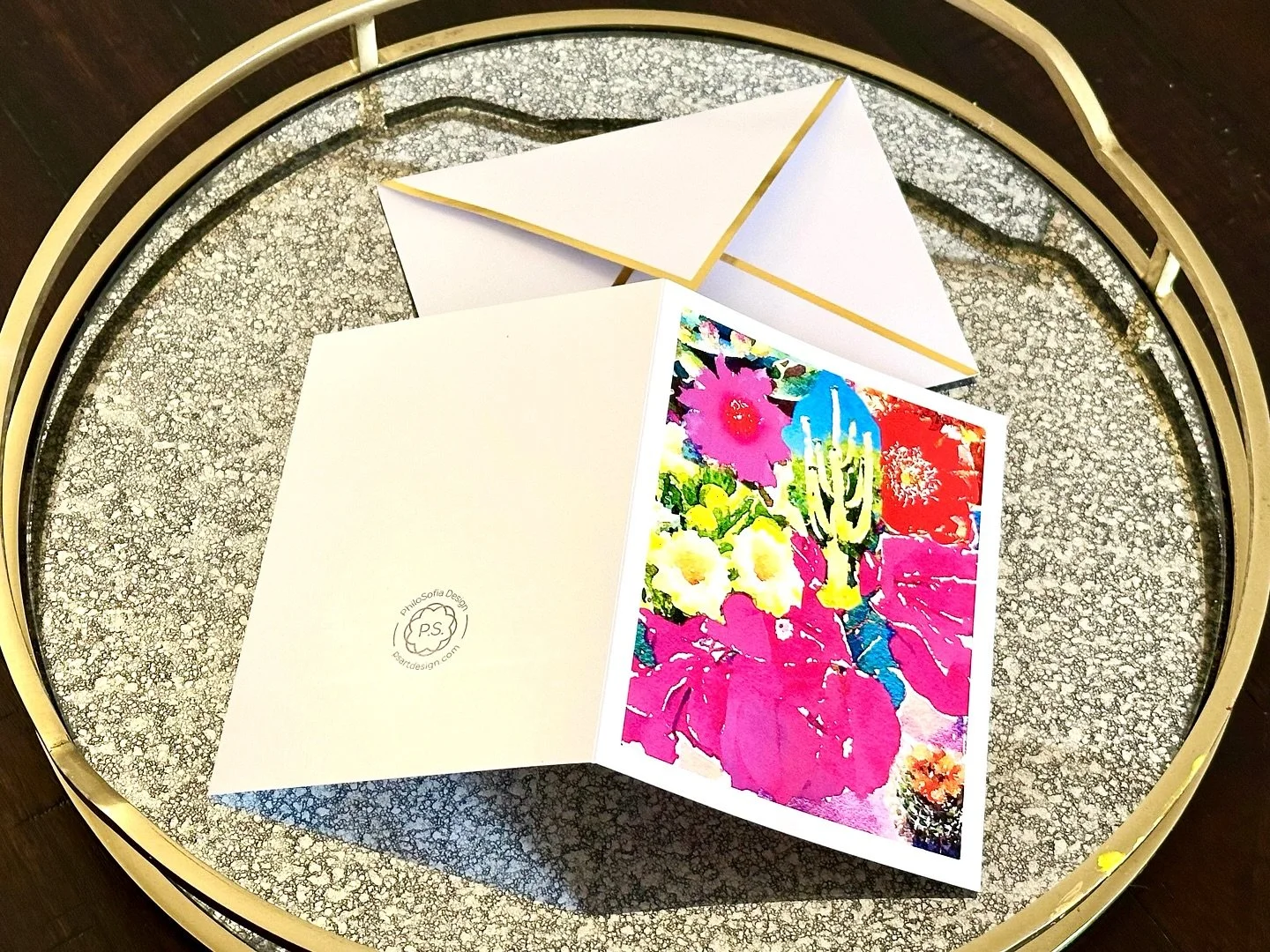 Cactus🌵Blooms Collage Card based on my original photos and made with a watercolor 🎨 effect are now up in the shop at PSartdesign.com Save 10% with the bundle of 5 for $25! (A2 4.25x5.5&rdquo; size and come with a gold edge envelope!) 

#tucsongifts