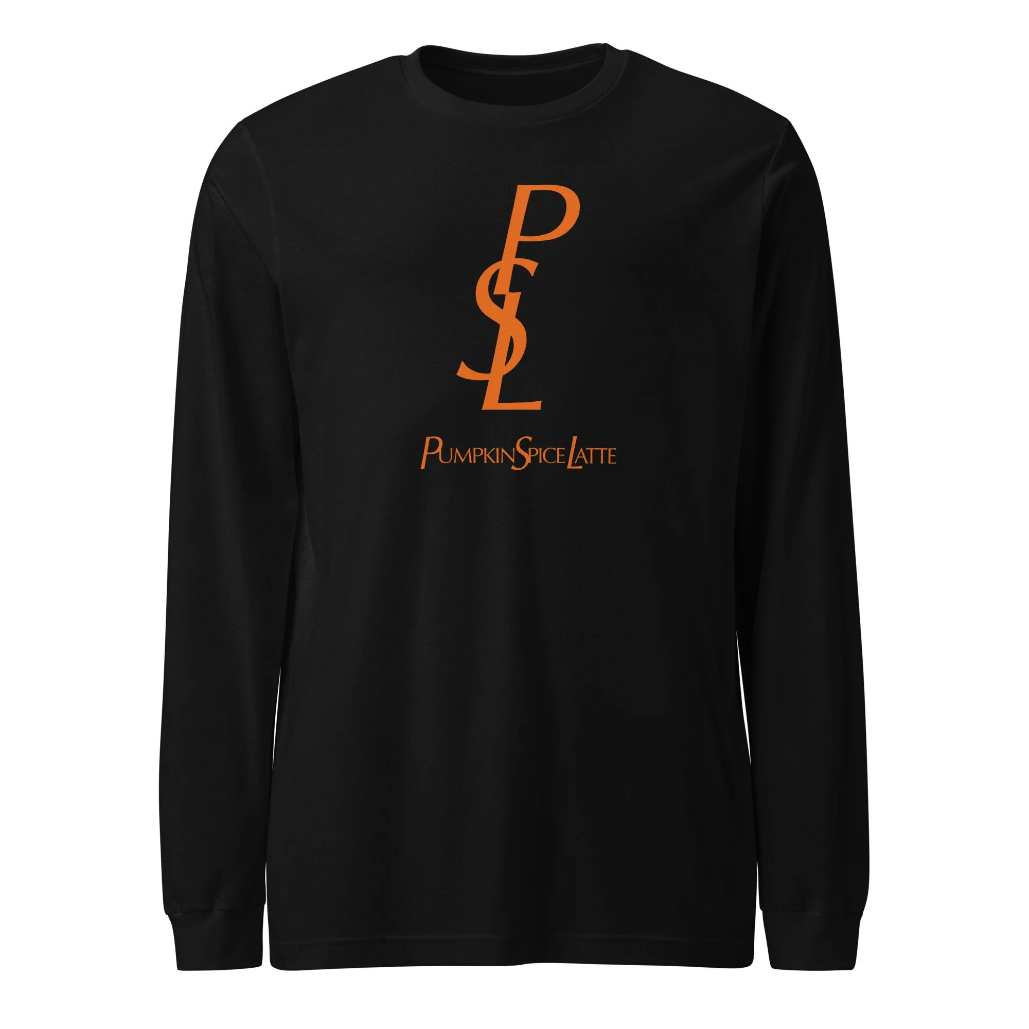 PSL Pumpkin Spice Latte graphic t in black by PSartdesign.com. Women’s Autumn outfit inspo, Fall outfit ideas, cute, cozy fall tshirt.