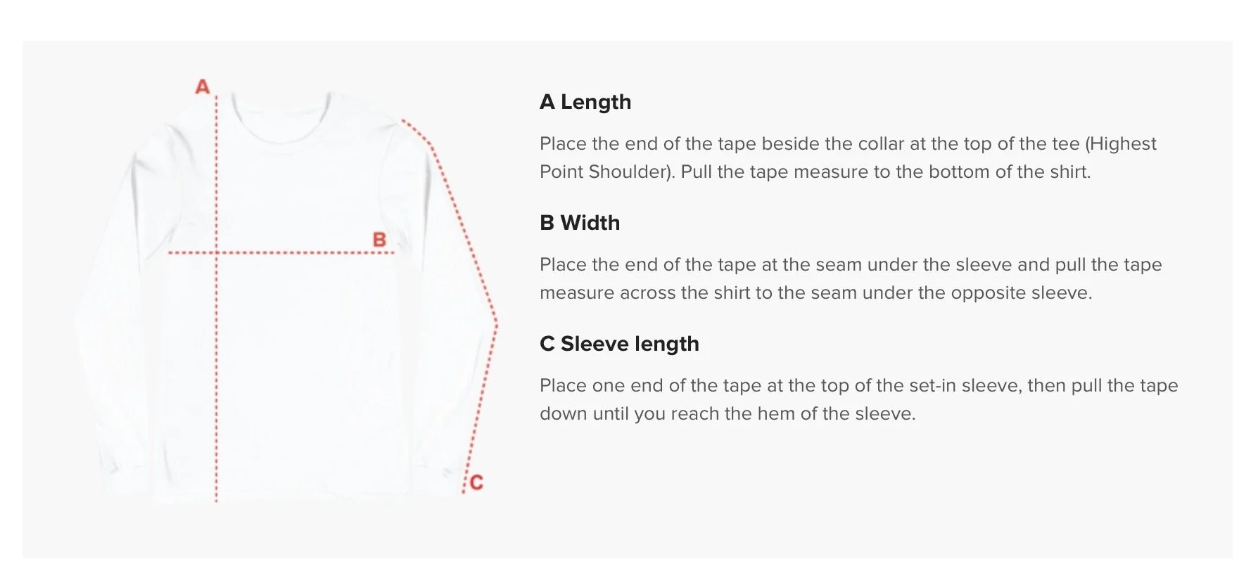 PSL Size Guide Measurements