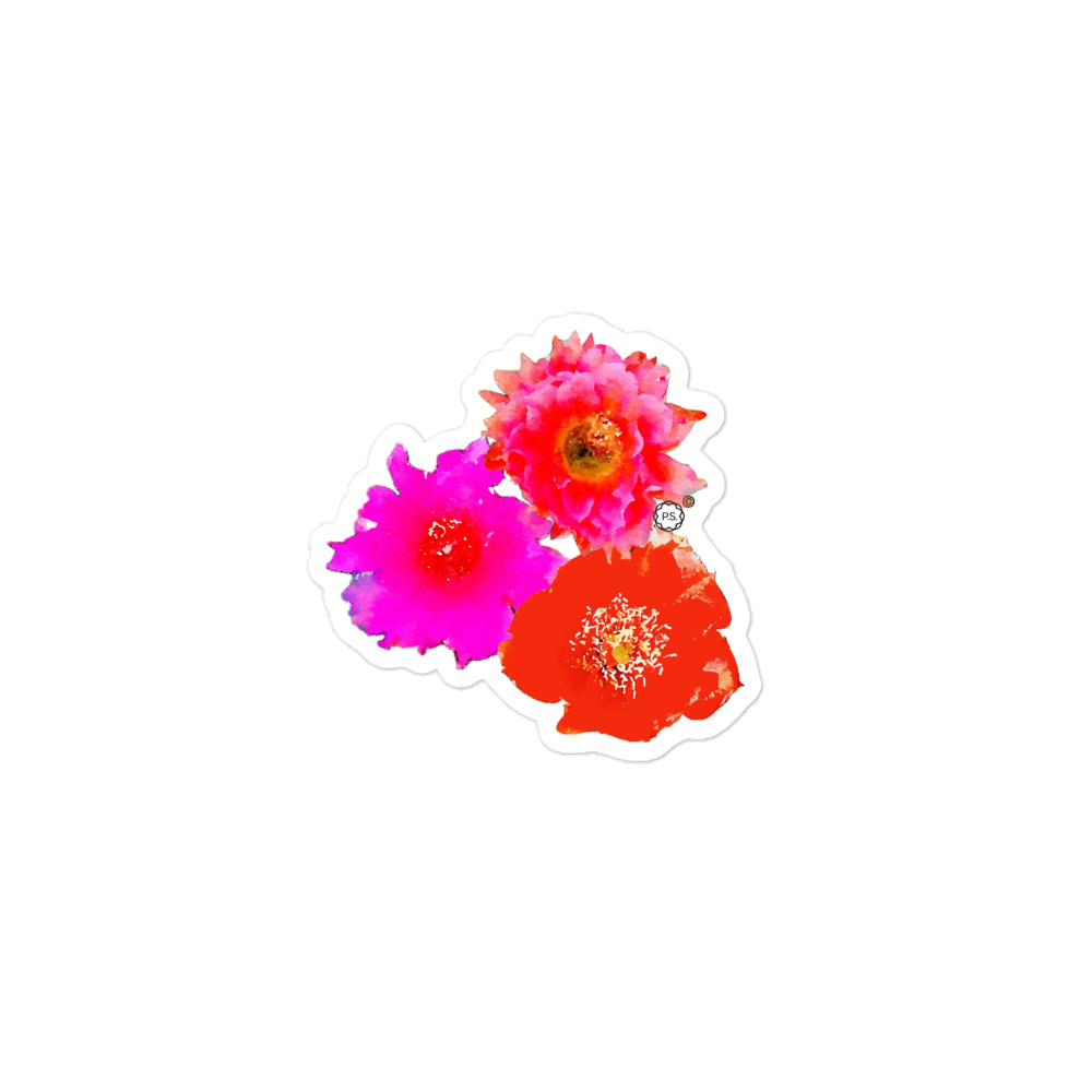 Cactus Flowers Sticker with pink, violet and red blooms. The perfect desert lover's dream sticker.