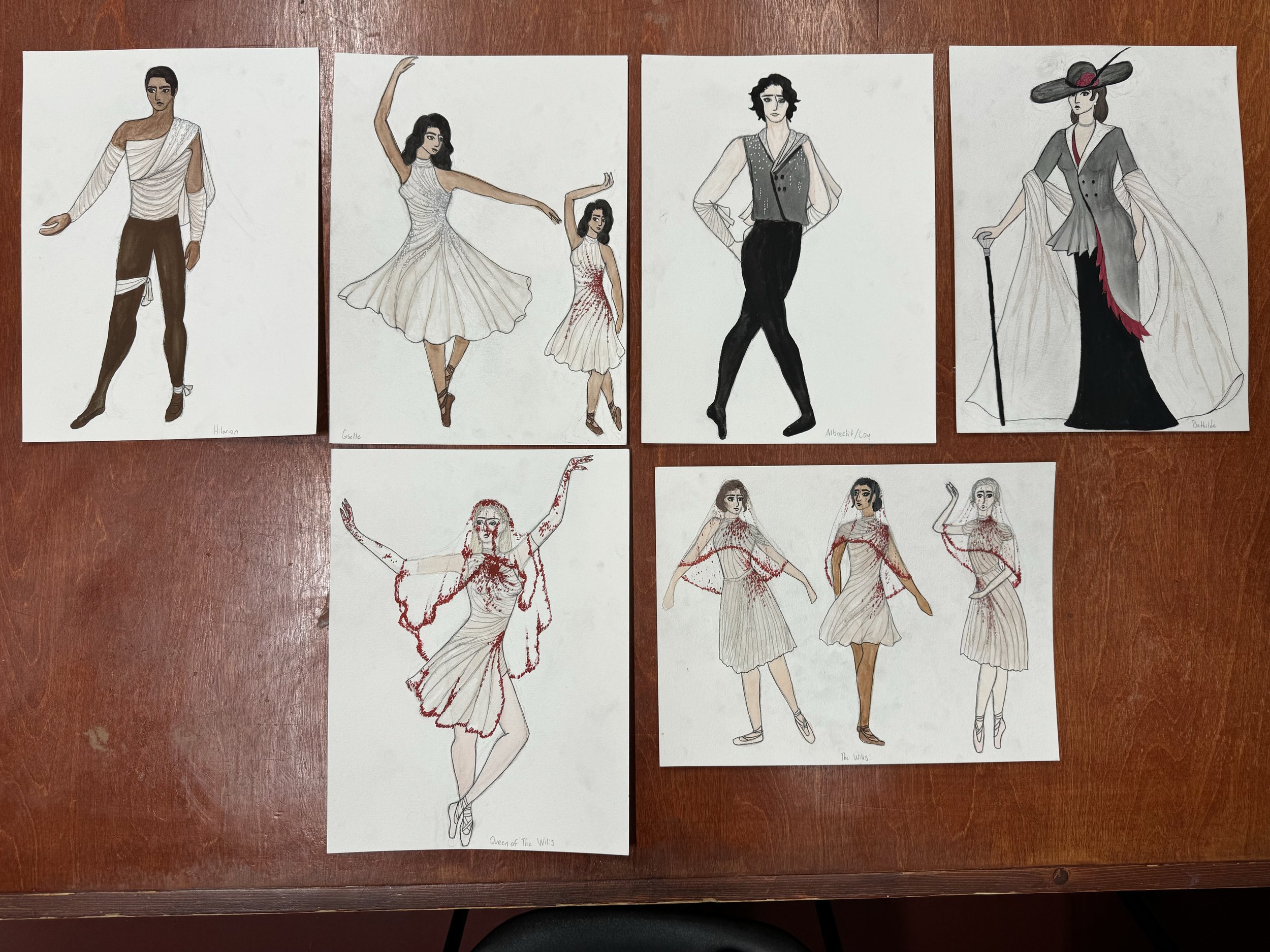 Robert Wun Inspired Giselle Ballet Design (watercolor, pencil, and ink)
