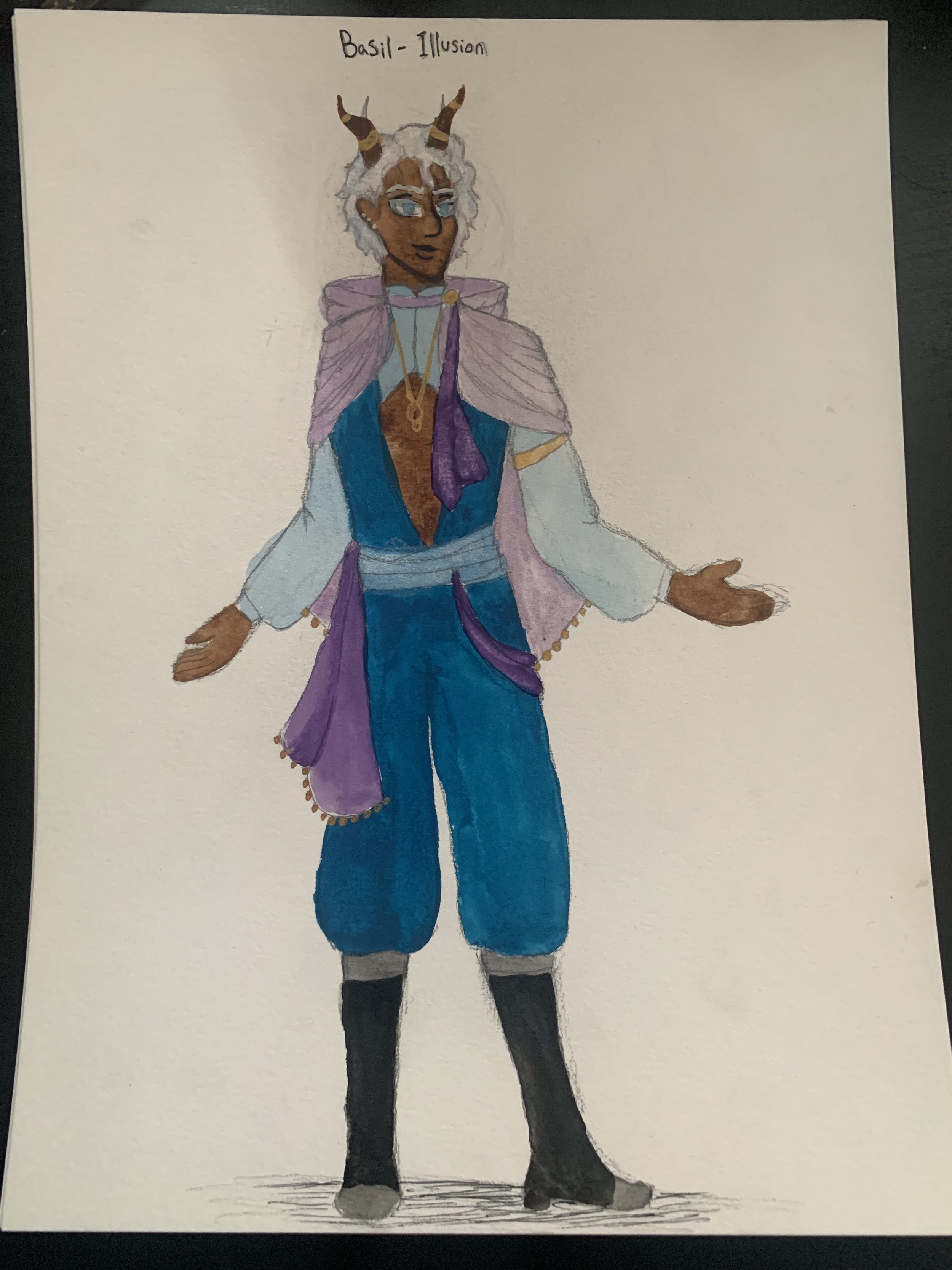 Dungeons and Dragons Character Design (watercolor, pencil, and ink)