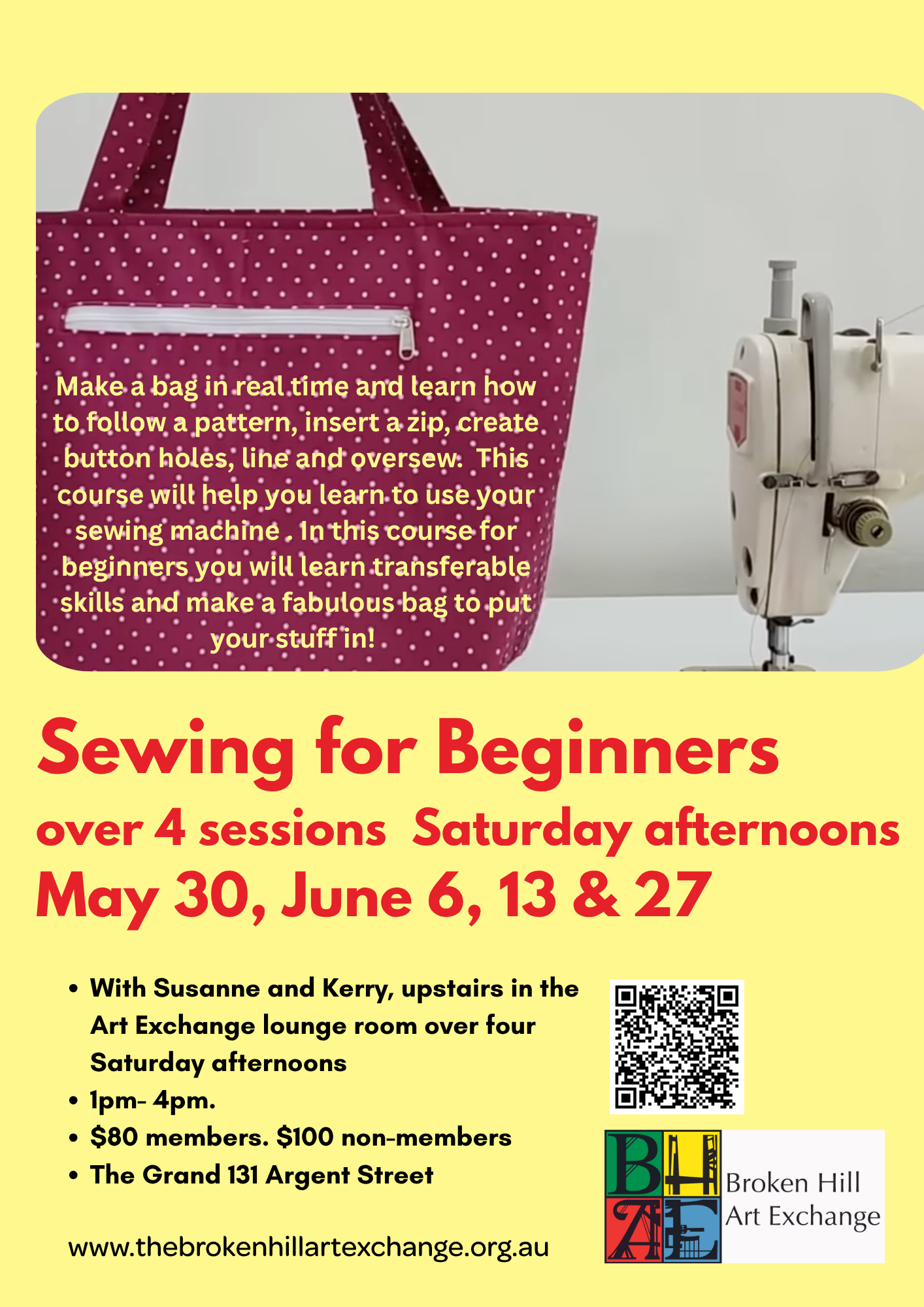 Mixed media workshop and Learn to Sew!
