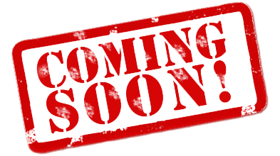 Red stamped sign reading 'COMING SOON!'