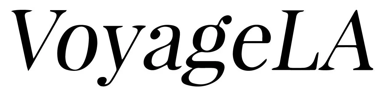The word "VoyageLA" in black stylized font on a white background.