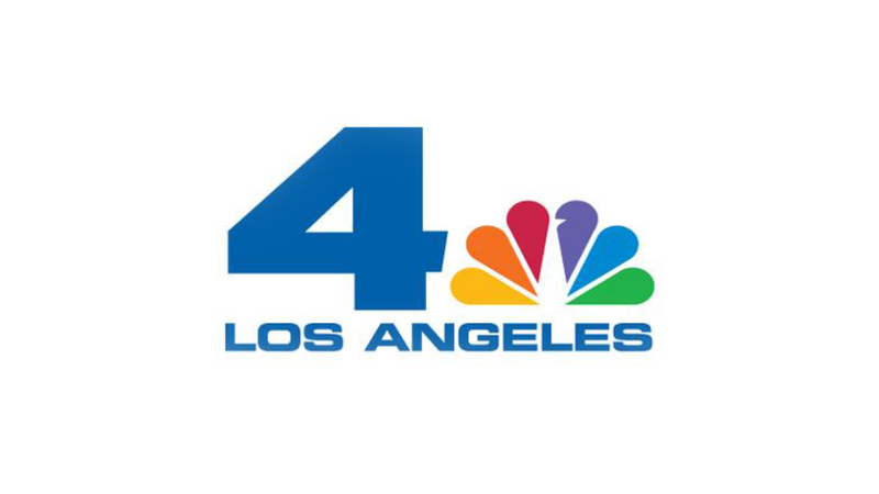 NBC 4 Los Angeles logo with a large blue number 4, the NBC peacock in red, orange, yellow, purple, blue, and green, and the words 'LOS ANGELES' in blue underneath.
