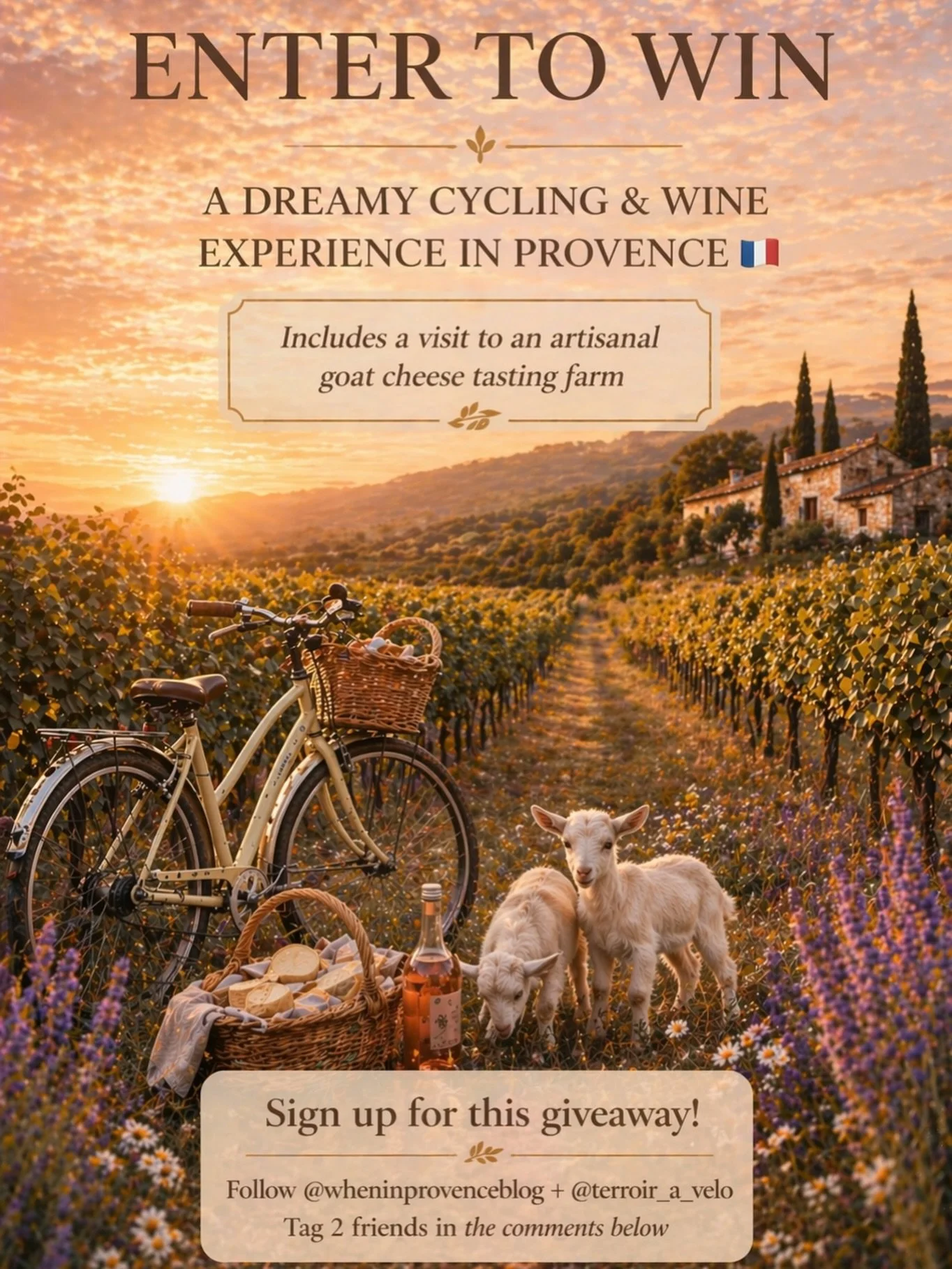This April, I&rsquo;ve teamed up with @terroir_a_velo (https://www.instagram.com/terroir_a_velo/) to give away a curated experience for up to four people. 

A slow three-hour ride through vineyard-lined paths in Les Alpilles, where the route leads yo