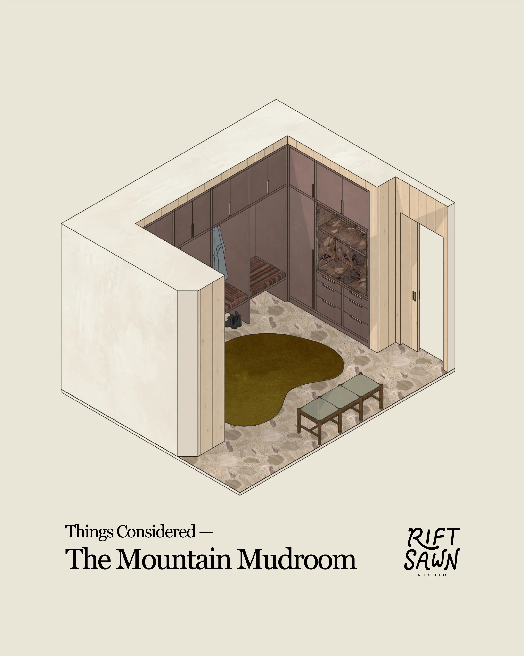 Things Considered &mdash;The Mountain Mudroom

Mountain life can demand a lot of a mudroom. It needs to hold wet shoes, bulky layers, backpacks, dog gear, and all the small things that need to find their place.

Consider the balance of open and close