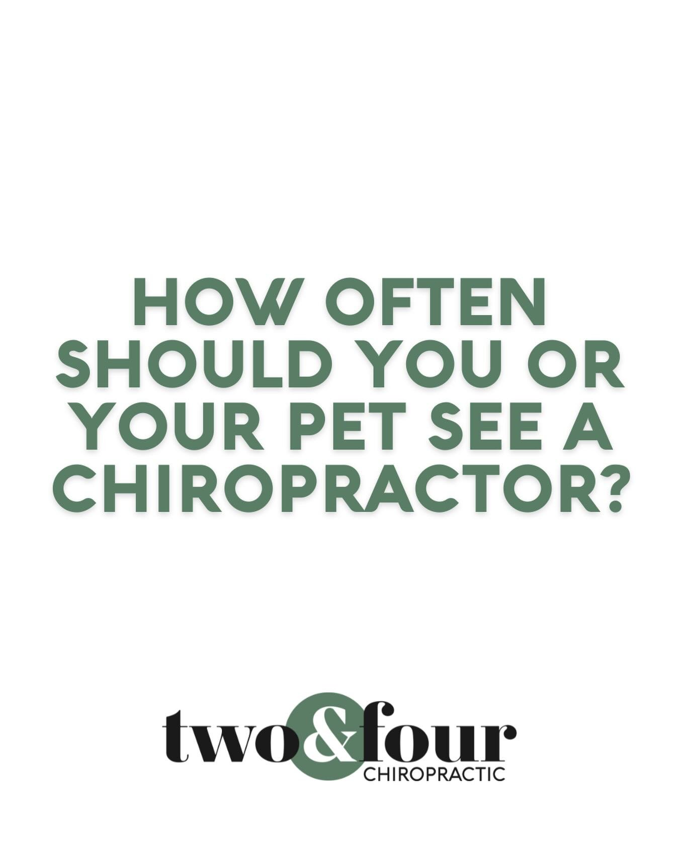 Typically we see new clients a bit more frequently at the initiation of care or new injury. This is usually about once a week for a month or less, and then decreases as things heal. 

Our goal is for you and your animals to have to see us as little a