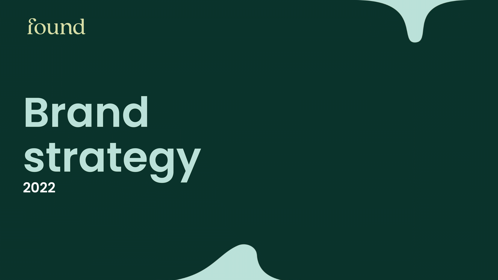 Cover slide of a presentation titled 'Brand strategy 2022' with abstract shapes in the background.