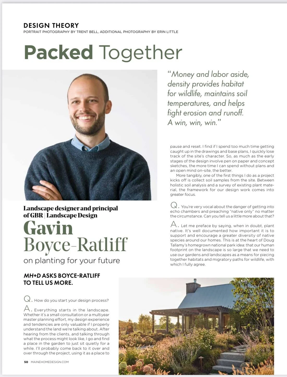 Excited to be included in this month&rsquo;s @mainehomedesign spread. Thanks to the editorial team for putting this together and @trentbellphotography for having me in for an interesting discussion on his podcast @adppod_ 

Landscape photo on page on