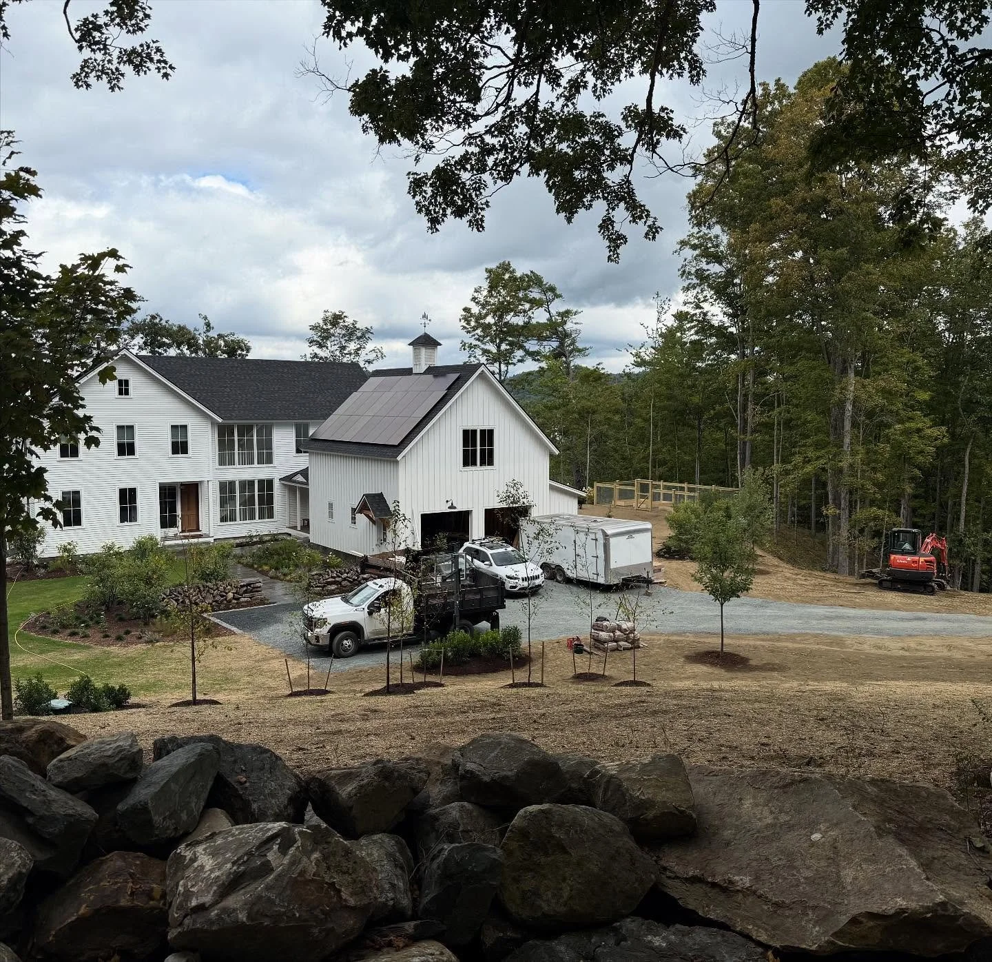 Seed going down to wrap up this project in Lyme. 

Landscape Design: @gbr_landscape 
Landscape Installation: Abiding Tree 
Stone wall: @marginedmallet @stonebearmason 
Stone: @sugarledgestone and @authenticfieldstone 
Plants: @vanberkumnursery and @n