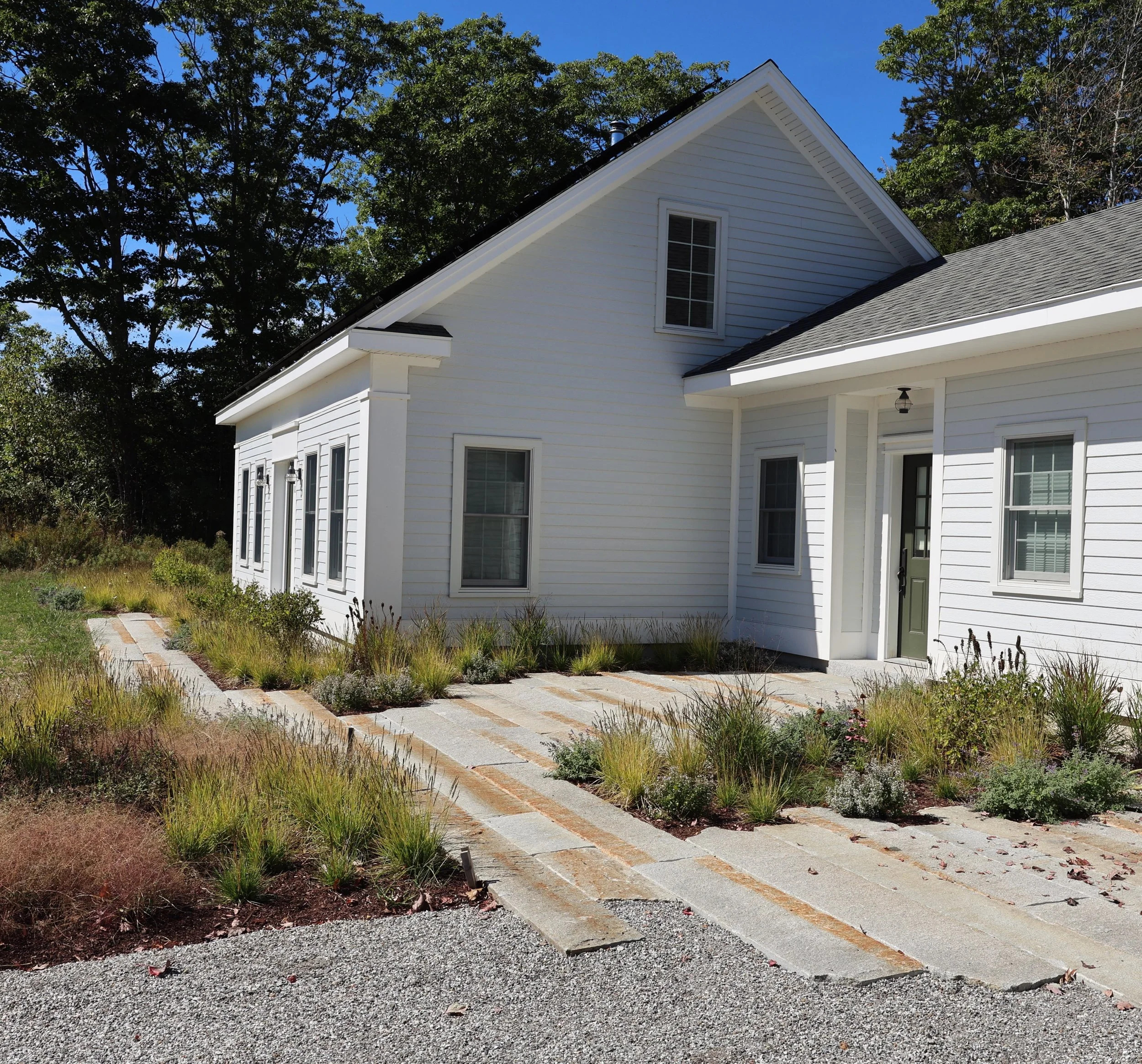 Greens turning to browns in one of our recently planted Harpswell gardens.