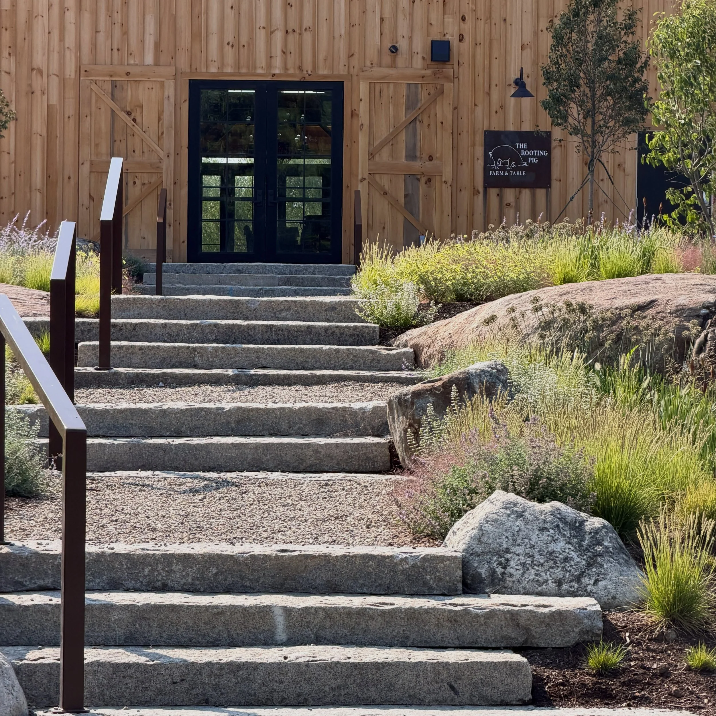 About two months in the ground, and plants are starting to compliment @mainestonescapes work 

Planting Design: @gbr_landscape 
Masterplanning: @cdladesign 
Stonework: @mainestonescapes 
Landscape: @gbr_landscape 
Stewardship: @ablicki