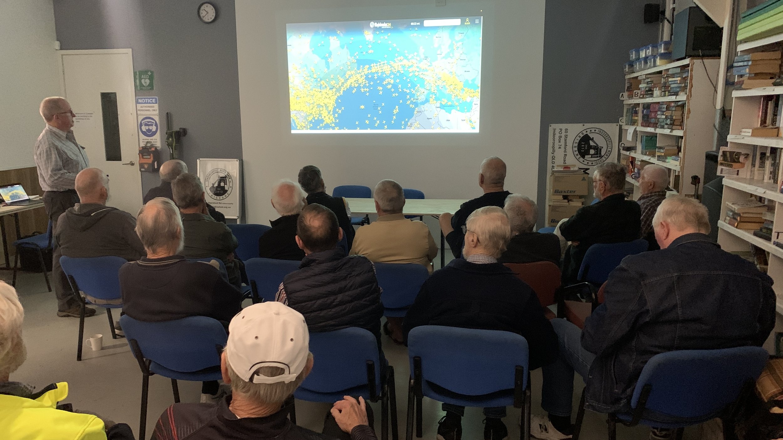 On Tuesday, 18 June, the Shed was buzzing with activity as we gathered for our W3 Members Meeting.
We were privileged to welcome Peter Gregg, a former Air Traffic Controller, as our guest speaker. His talk, “Air Traffic Control in Action”, offered fa