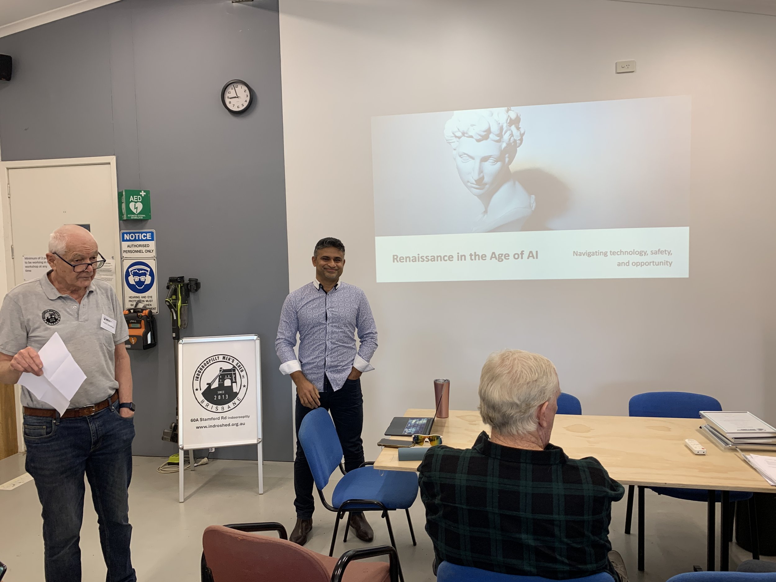 Pieter Scheelings intruducing April 2025s guest speaker Charles Joseph, a technology strategist and an executive partner at a global software and staff augmentation firm. He delivered an insightful and thought-provoking talk on Artificial Intelligenc