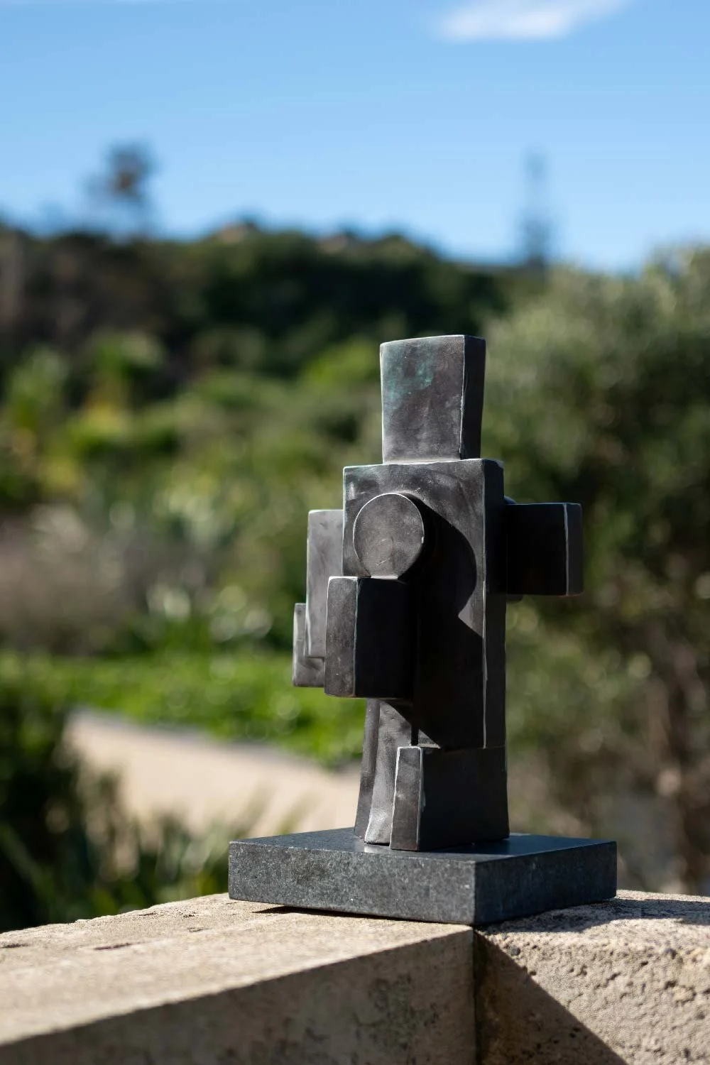 Bronze Geometric Block Sculpture