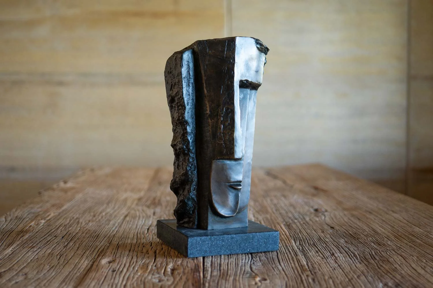 Bronze Cubist Head Sculpture