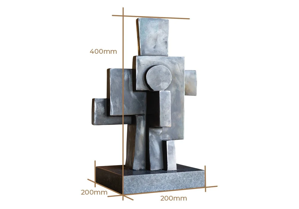 Bronze Geometric Block Sculpture