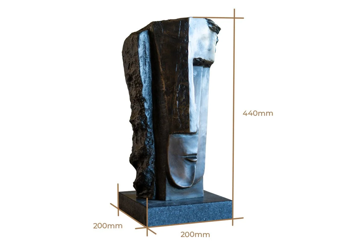 Bronze Cubist Head Sculpture