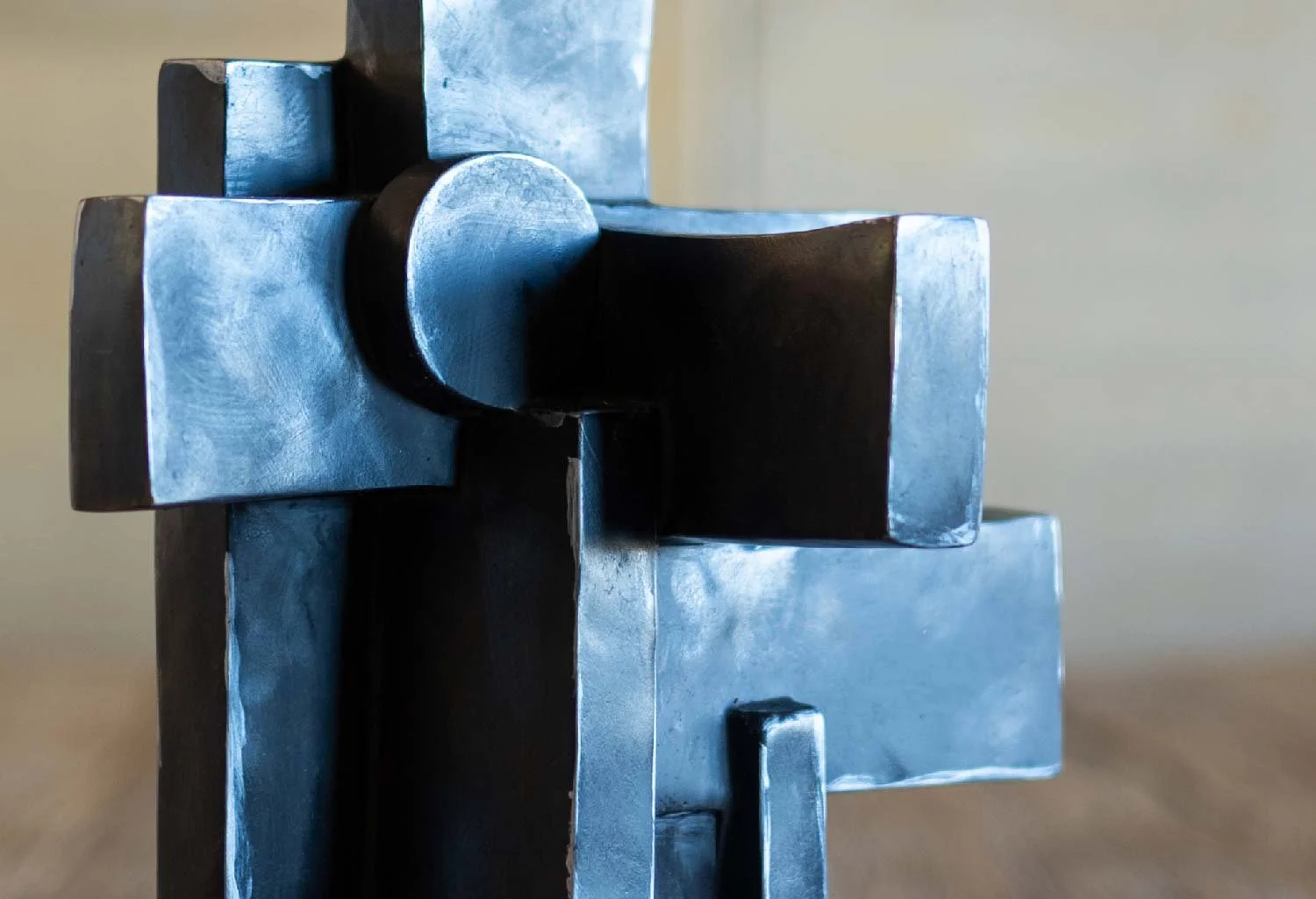 Bronze Geometric Block Sculpture