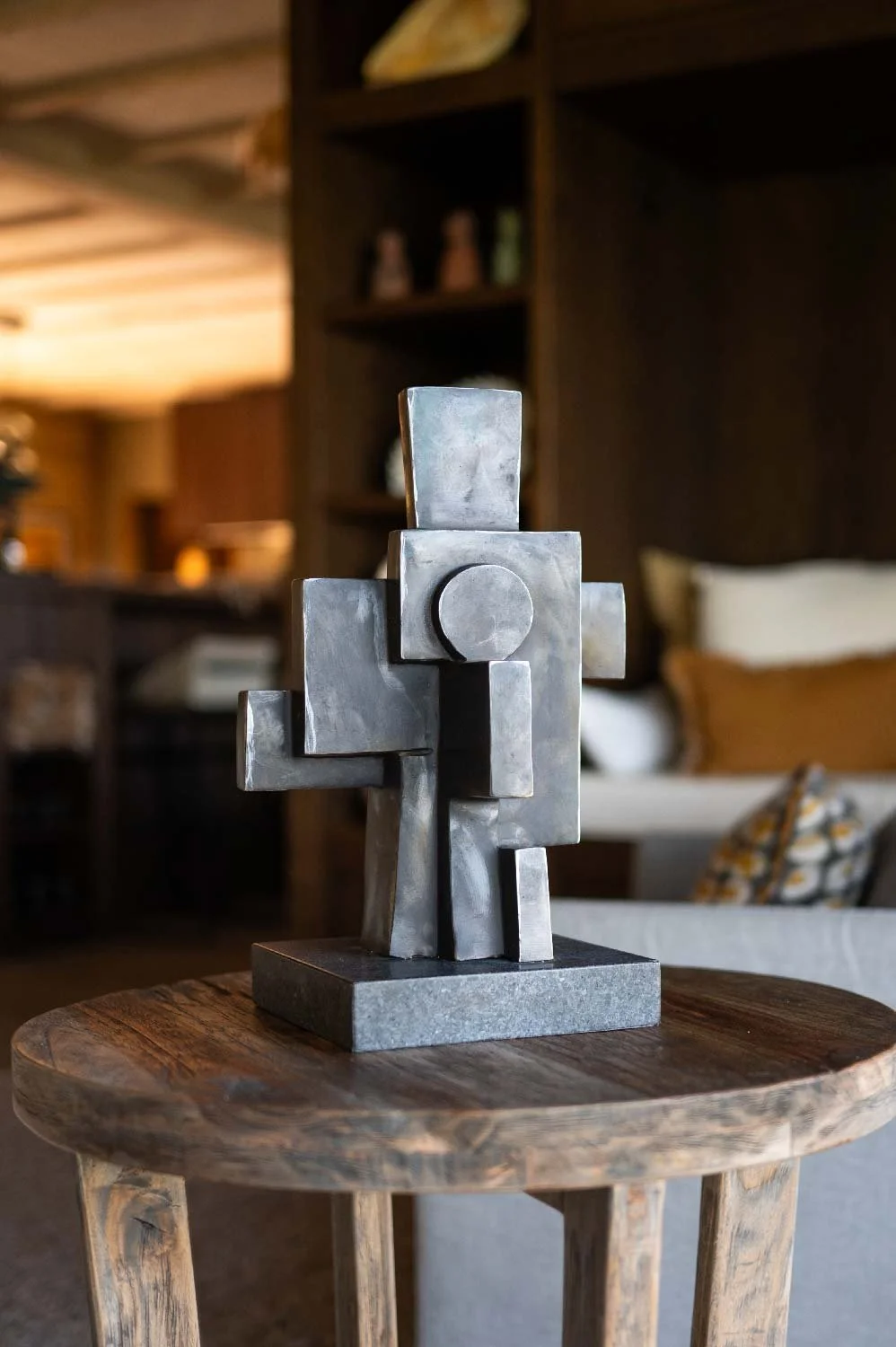 Bronze Geometric Block Sculpture