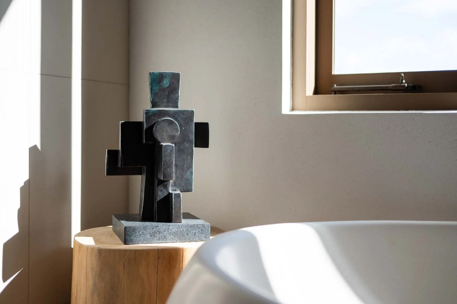 Bronze Geometric Block Sculpture