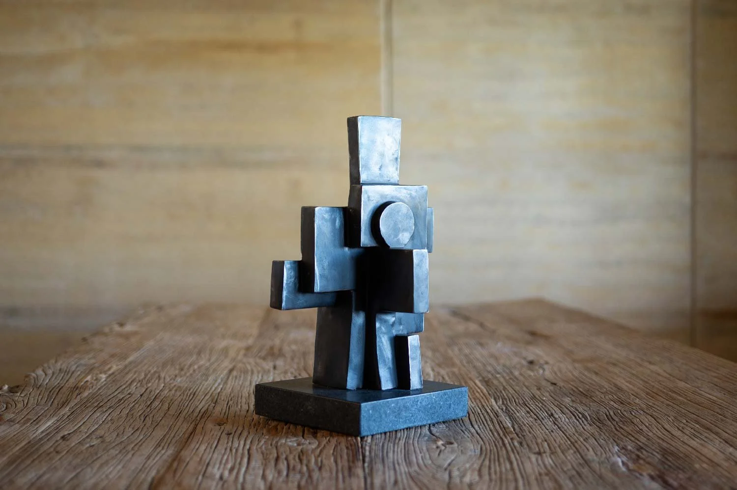 Bronze Geometric Block Sculpture