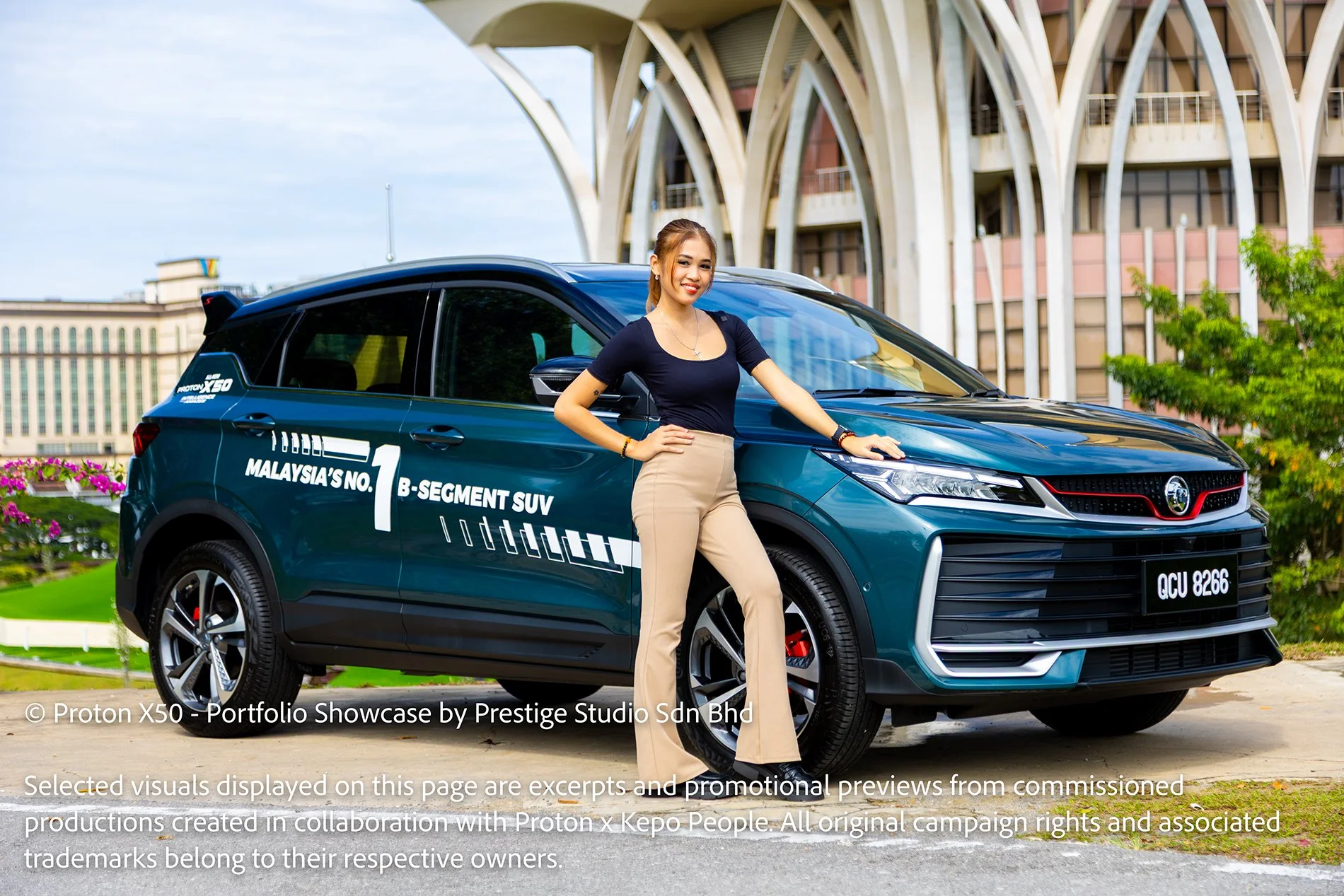 Proton X50 showcased in front of the Sarawak State Legislative Assembly building in Kuching