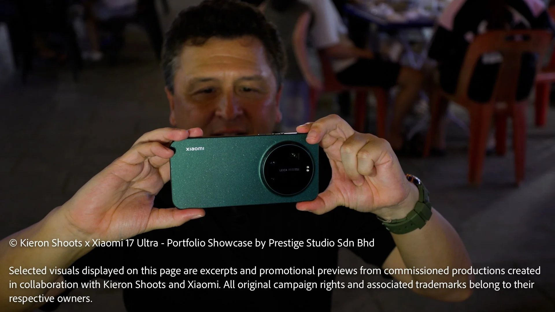 Close-up of the Xiaomi 17 Ultra Leica camera phone featured in the Kieron Shoots street photography series.