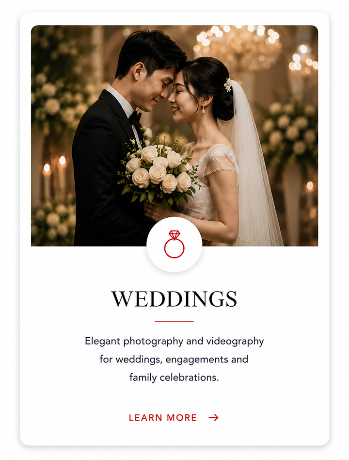 Wedding photography and videography services by Prestige Studio.