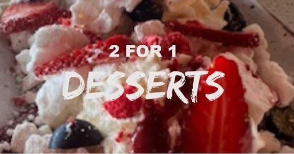 TUESDAY TWO4ONE
Have you tried our new menu. Tuesday&rsquo;s deal is two4one desserts with any main meal purchased:
Afogatto | Eaton Mess | Profiterole | Dessert Pizza
See you tonight!!!