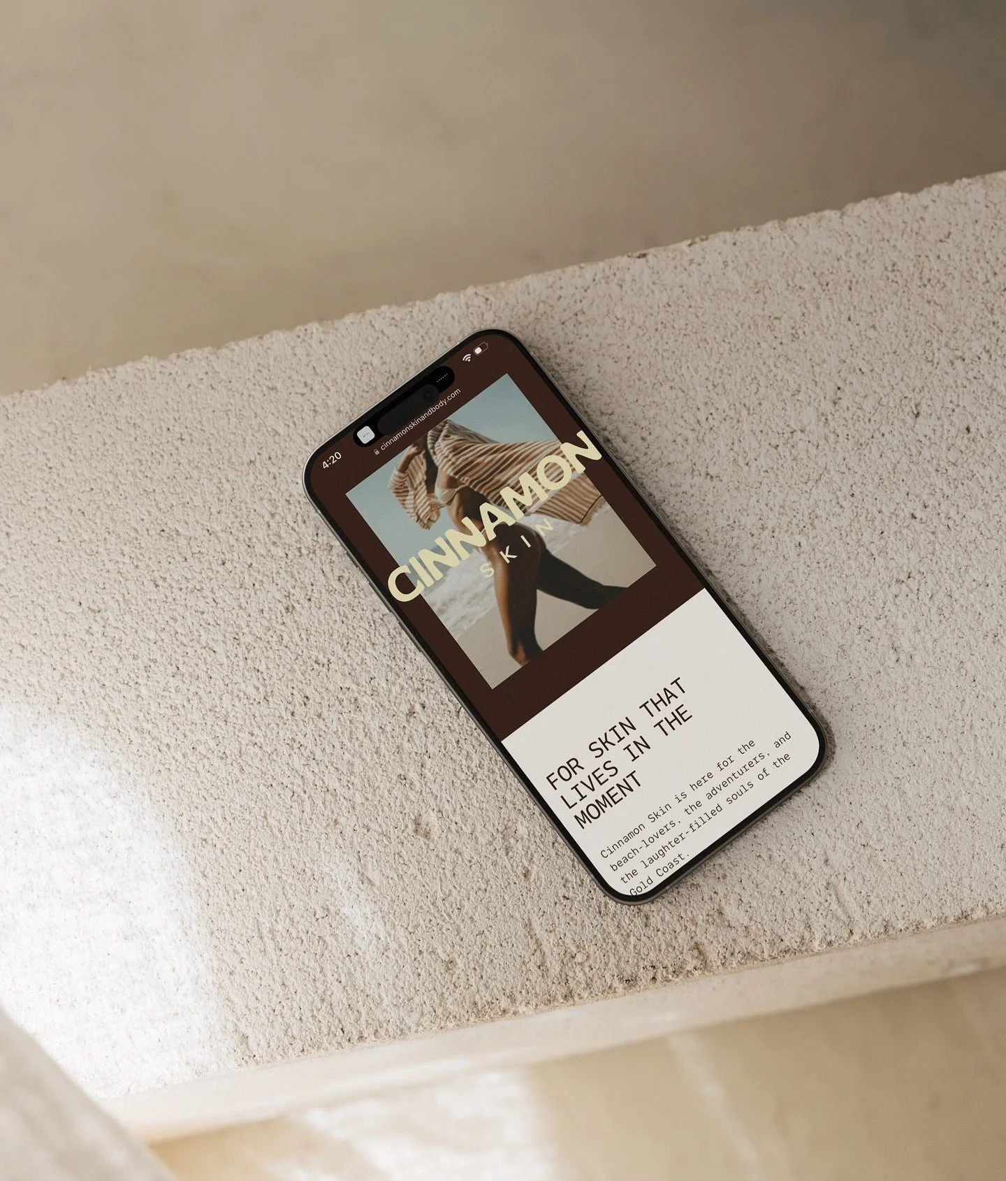 Cinnamon Skin. For skin that lives in the moment.
Brand and Website