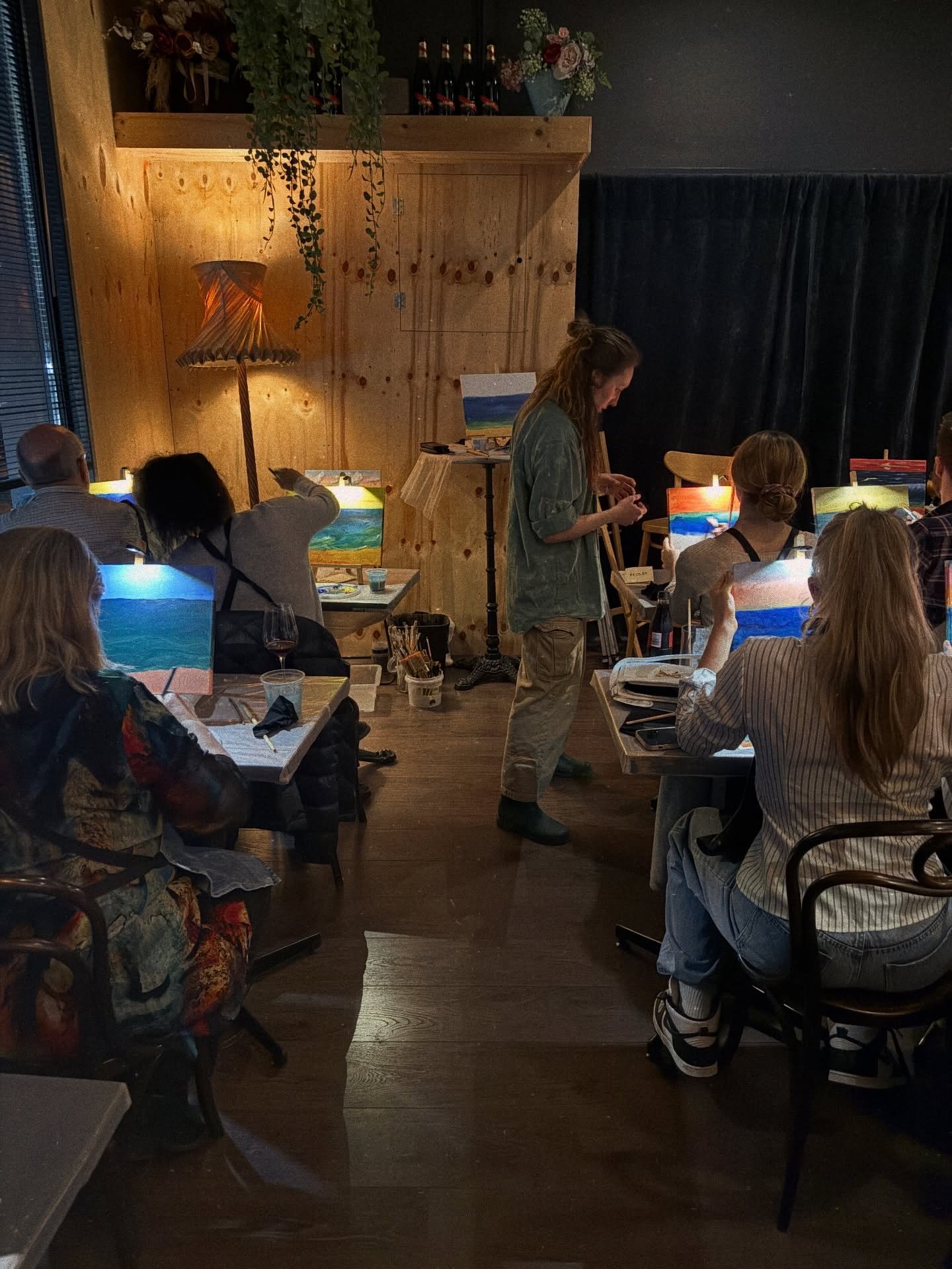 Paint &amp; Sip is this Thursday. Last one before we close for a break, friends. Book via link in bio 🎨.