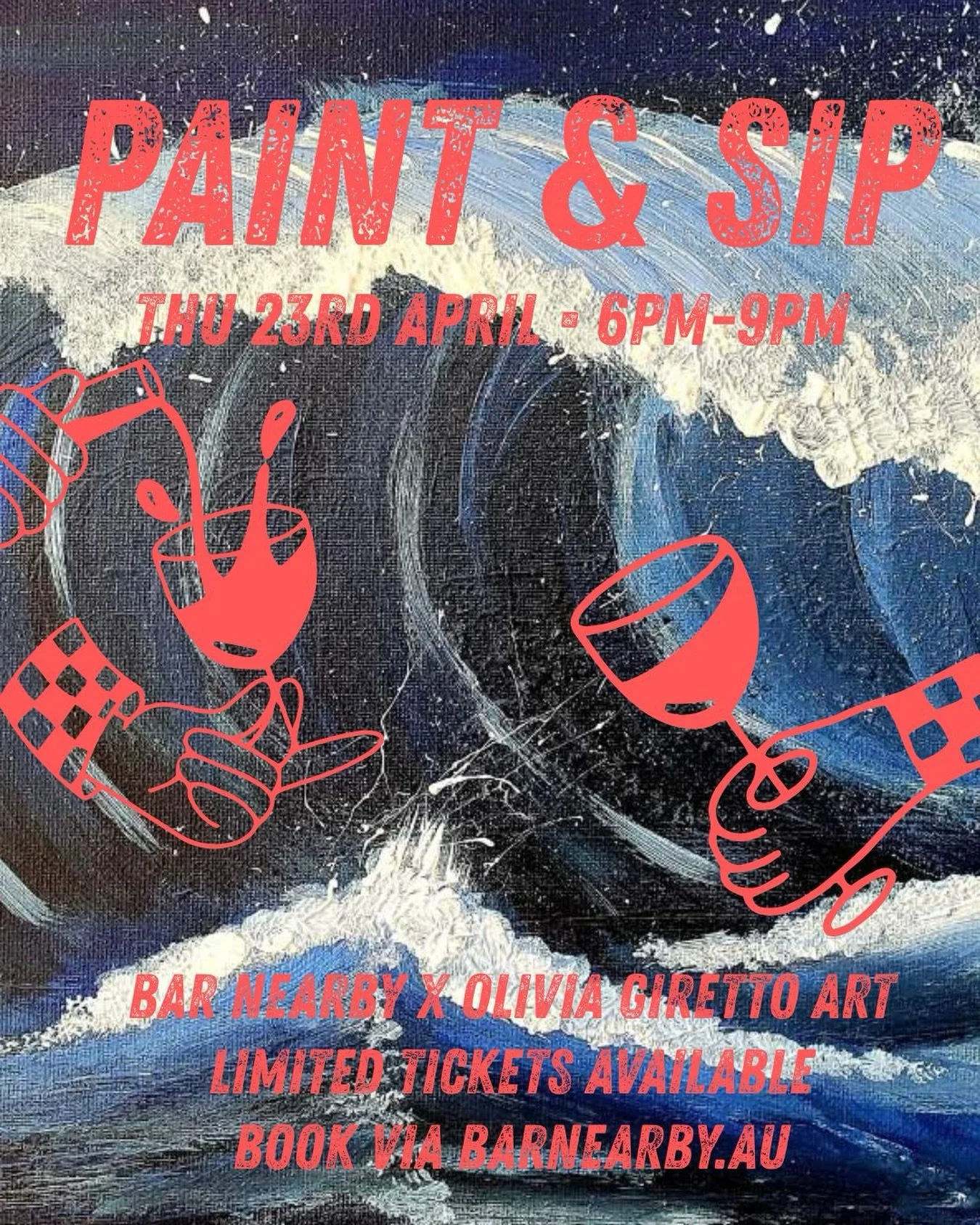 April Paint &amp; Sip. Drink cocktails. Paint canvases. Book tickets via link in bio, friends. 

Ticket includes:
✨ A drink of your choice &ndash; cocktail, glass of wine/champagne, schooner of tap beer, whatever floats your boat etc.
✨ All painting 