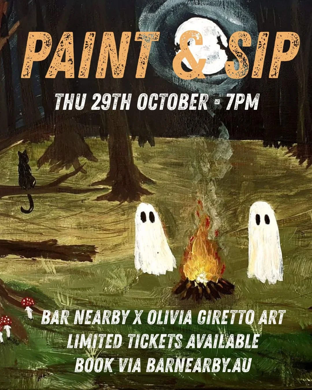 👻 Boo! It's time to gather the ghouls. Spooky Season Paint &amp; Sip bookings now open. 

Paint, sip, sit, relax. Grab your tickets via the link in our bio.