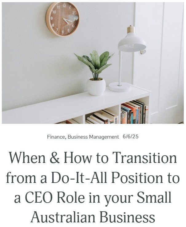 &quot;When &amp; How to Transition from a Do-It-All Position to a CEO Role in your Small Australian Business&quot;

Our new blog post is out!
Head over to perfectlyorganisednt.com for more!

Share this post or tag a small business owner! 

#businessw