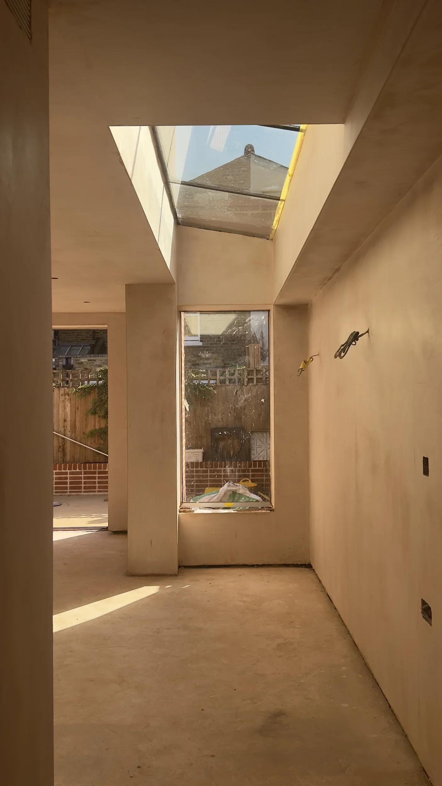 Skylit interior during a London house renovation and extension project.