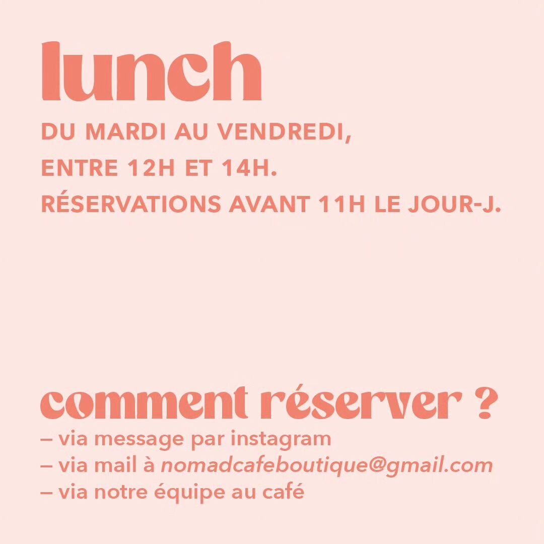 &bull; LUNCH 🥧

Chaque jour, notre talentueuse Cheffe Cuisini&egrave;re &amp; P&acirc;tissi&egrave;re vous pr&eacute;pare un menu unique &agrave; consulter en story ⬆️ !

Plats du jour, quiches, et petite salade sont &agrave; red&eacute;couvrir quot