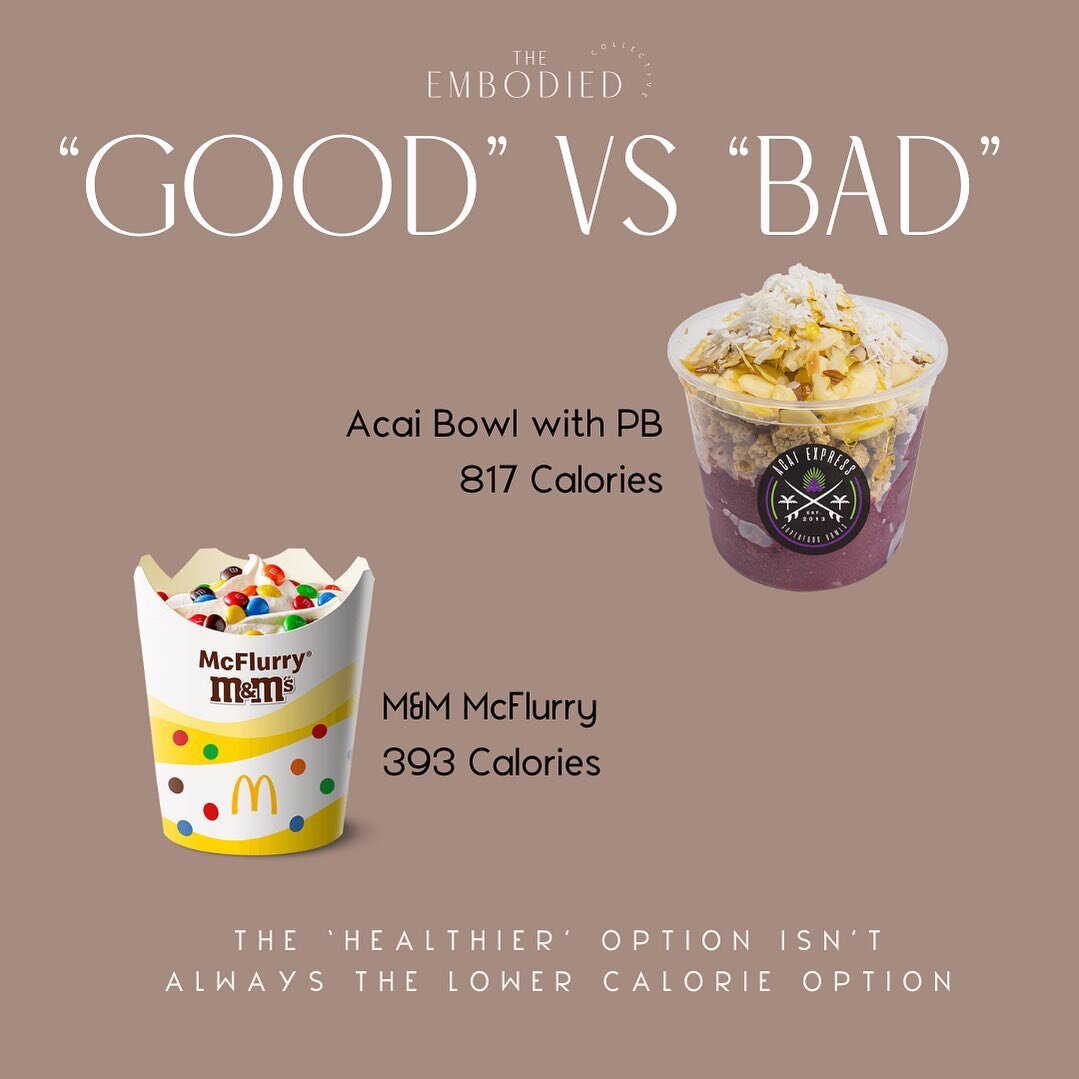 GOOD food vs BAD food?!?!⁣
⁣
Ok so you want to lose weight - time to stop eating BAD food and start eating GOOD food, right?⁣
⁣
NOT. SO. FAST&hellip;&hellip;⁣
⁣
You can LOSE weight eating only &lsquo;bad&rsquo; foods, and you can GAIN weight eating o