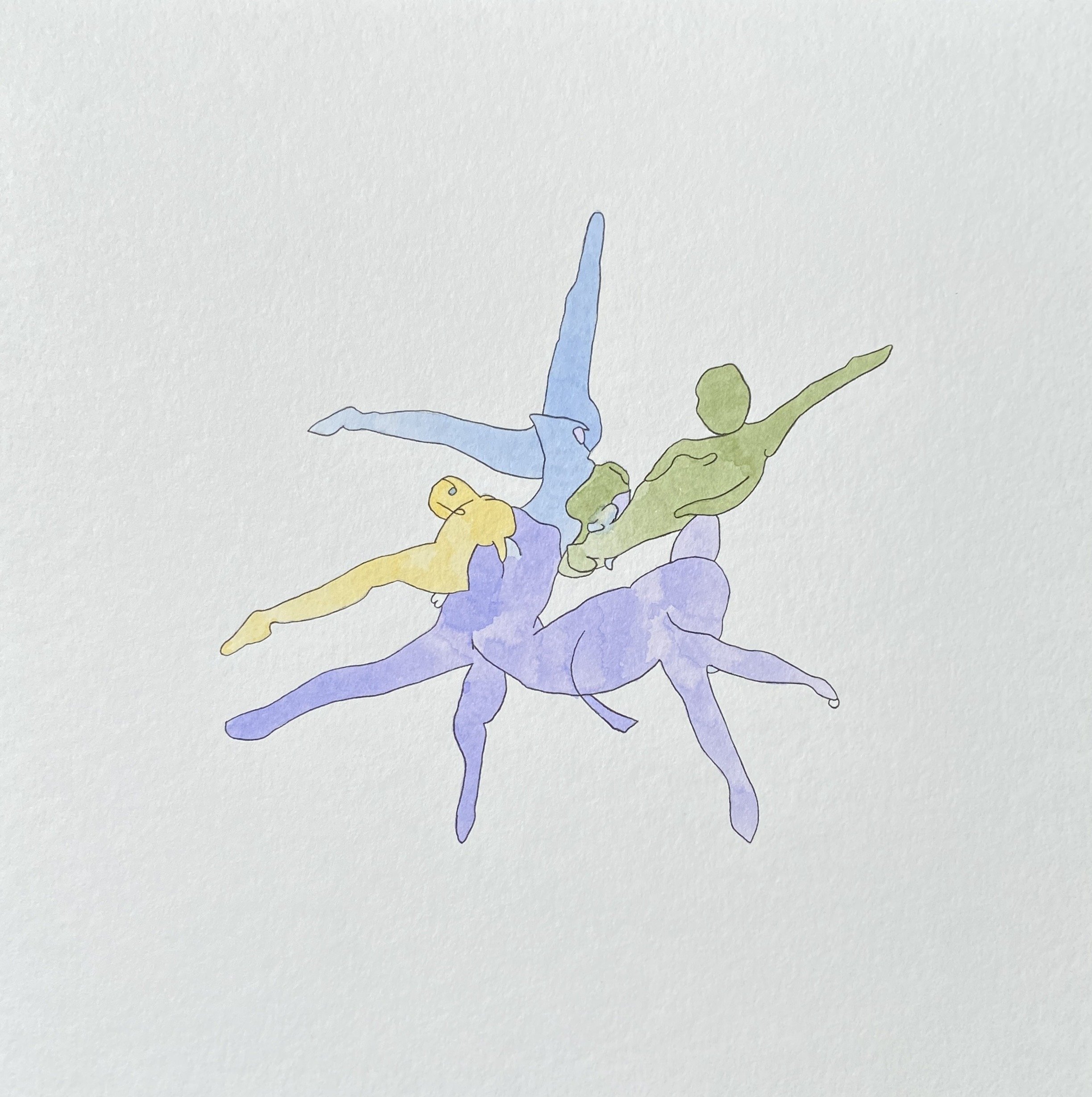 ‘3’ from ‘Gymnasts’ series, 2023. Water based dye markers on paper - 25 x 25 cm