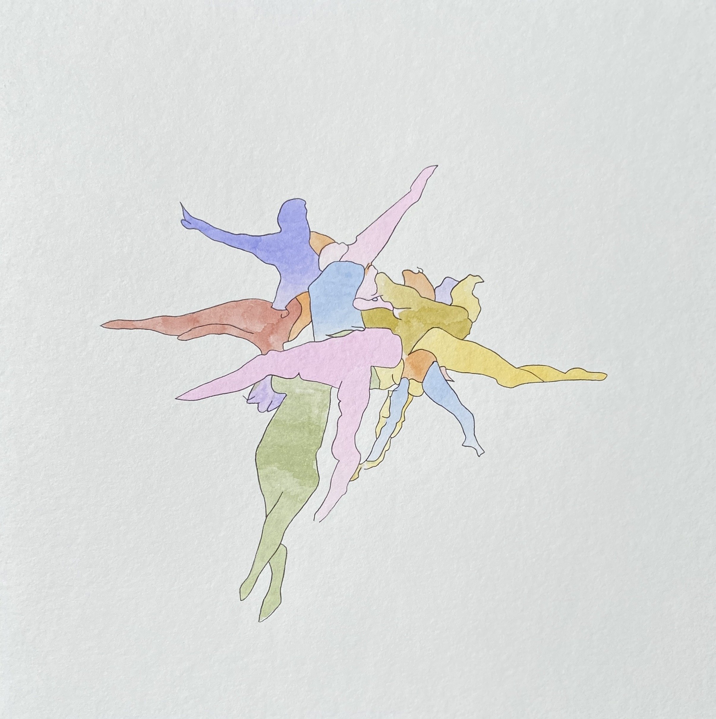 ‘2’ from ‘Gymnasts’ series, 2023. Water based dye markers on paper - 25 x 25 cm